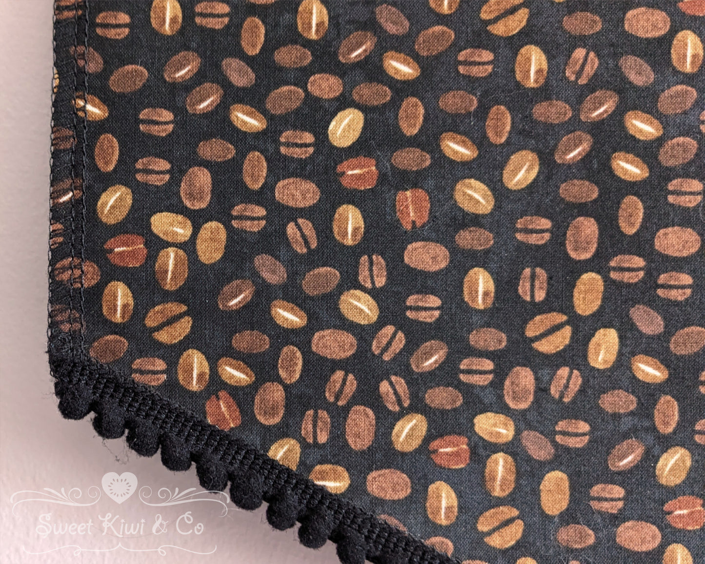 Coffee Lovers - Fabric Pin Banner Display with Pompom Trim