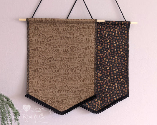 Coffee Lovers - Fabric Pin Banner Display with Pompom Trim