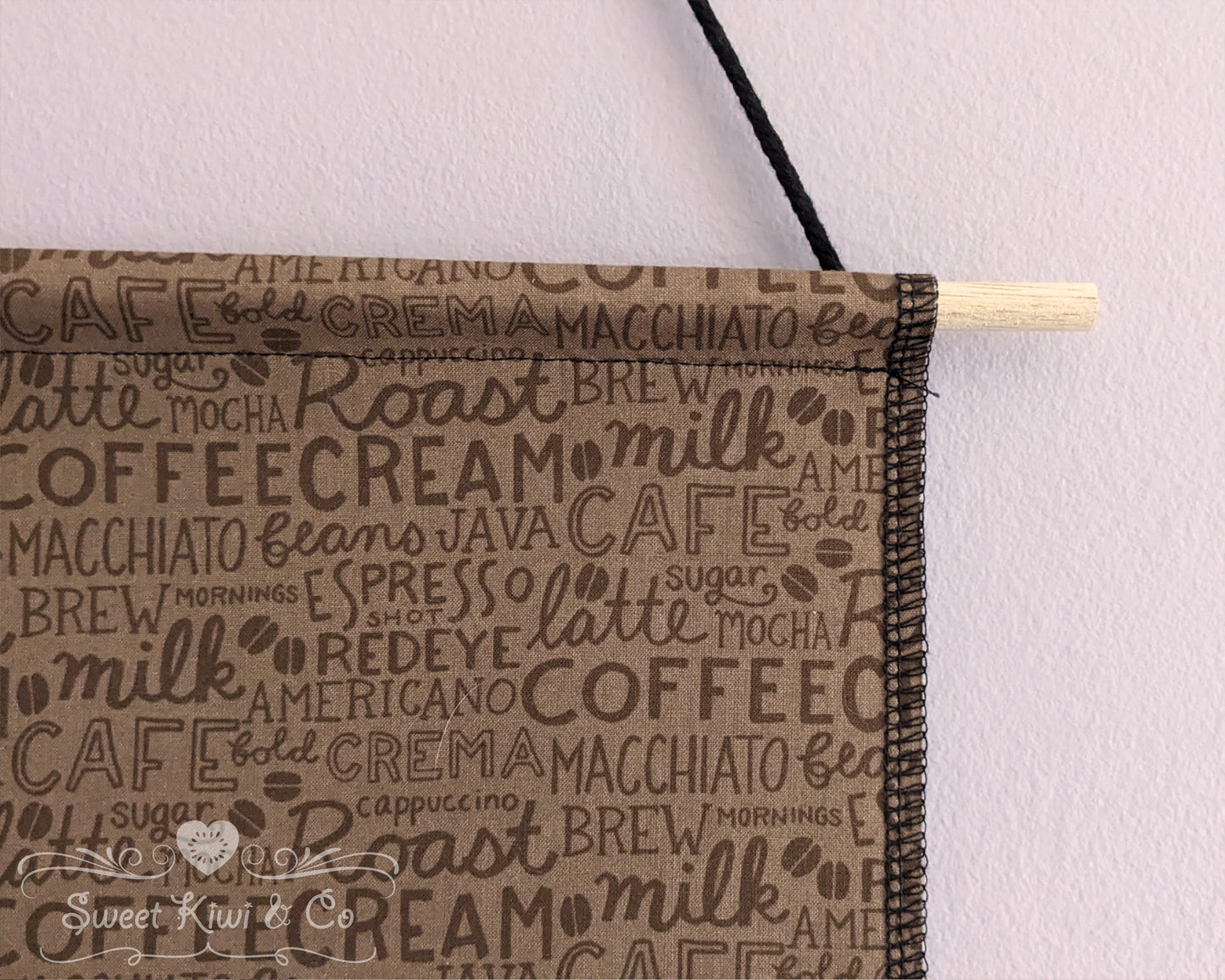 Coffee Lovers - Fabric Pin Banner Display with Pompom Trim