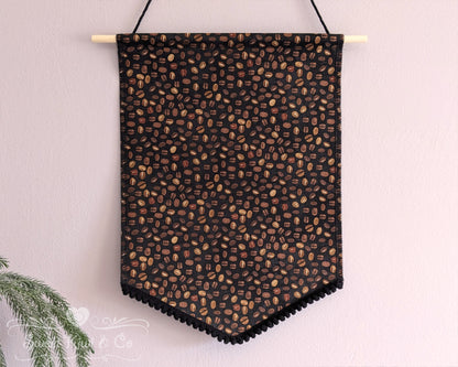 Coffee Lovers - Fabric Pin Banner Display with Pompom Trim