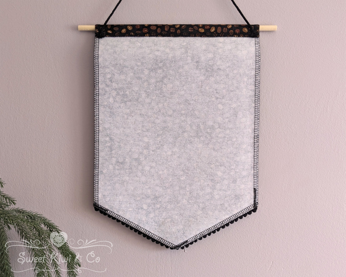 Coffee Lovers - Fabric Pin Banner Display with Pompom Trim