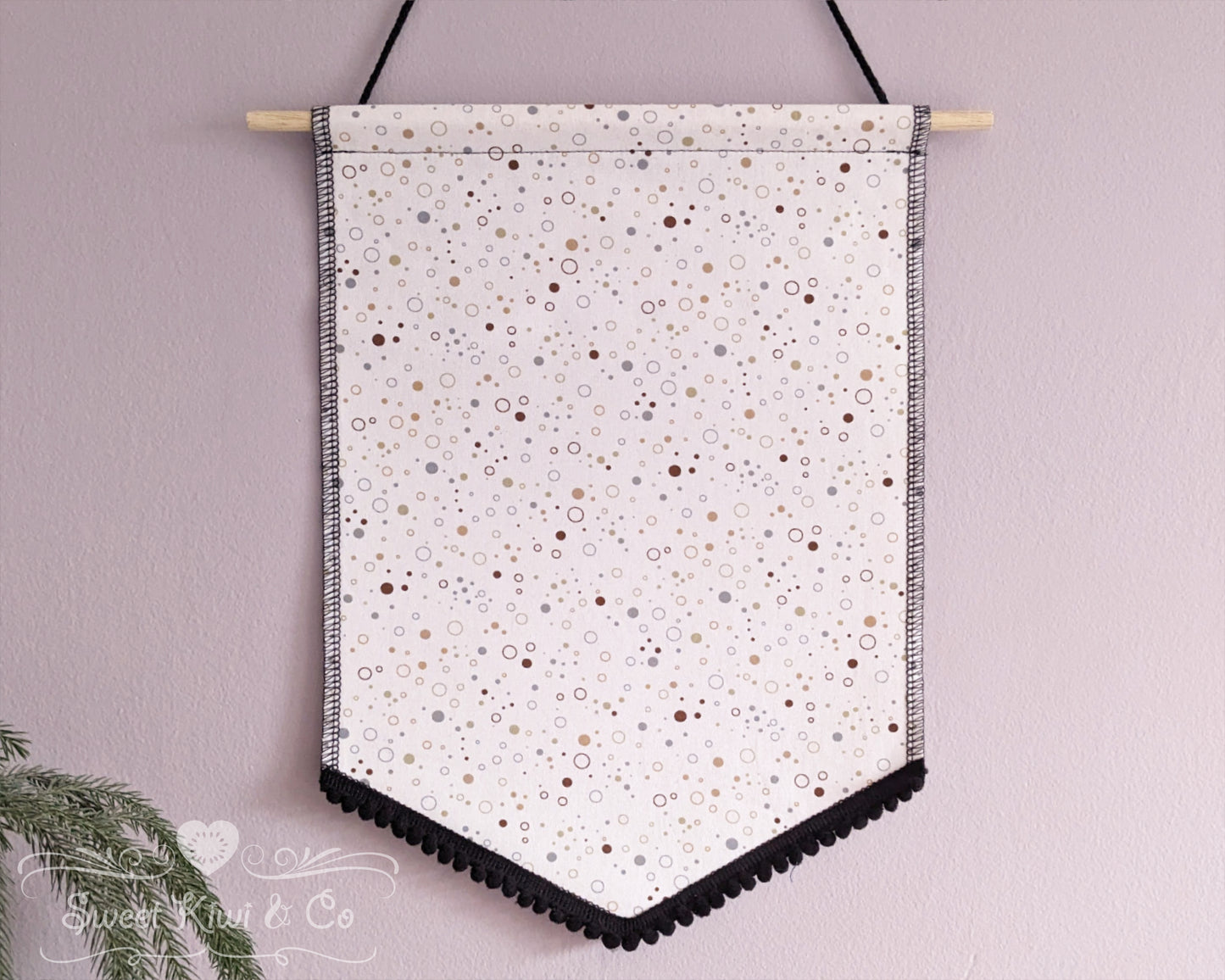 Dots and Confetti - Fabric Pin Banner Display with Pompom Trim