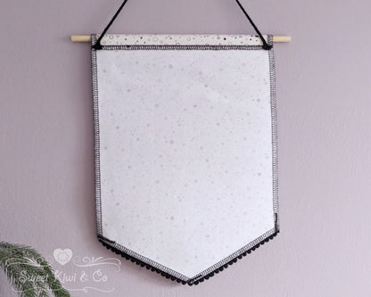 Dots and Confetti - Fabric Pin Banner Display with Pompom Trim