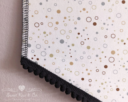 Dots and Confetti - Fabric Pin Banner Display with Pompom Trim