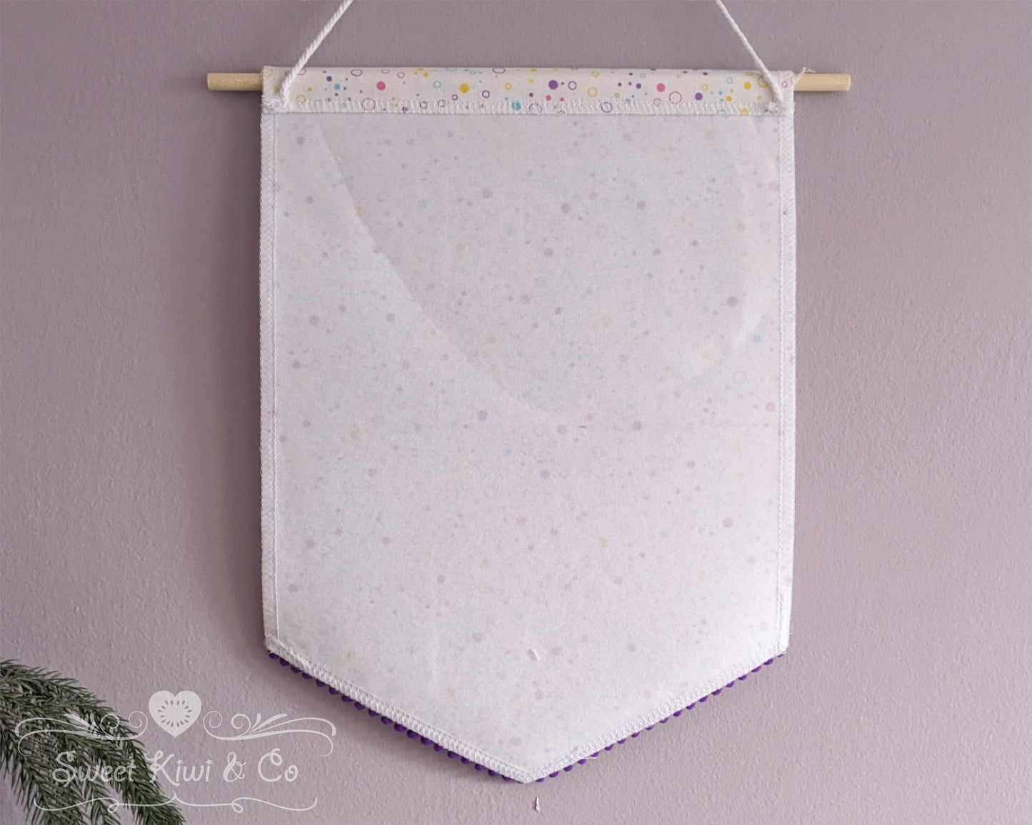 Dots and Confetti - Fabric Pin Banner Display with Pompom Trim