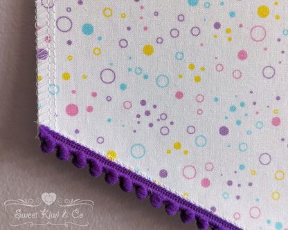 Dots and Confetti - Fabric Pin Banner Display with Pompom Trim