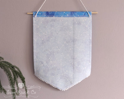 Sparkly Constellations - Fabric Pin Banner Display with Pompom Trim