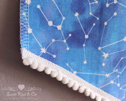 Sparkly Constellations - Fabric Pin Banner Display with Pompom Trim