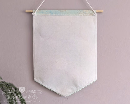 Cottage Birds - Fabric Pin Banner Display with Pompom Trim