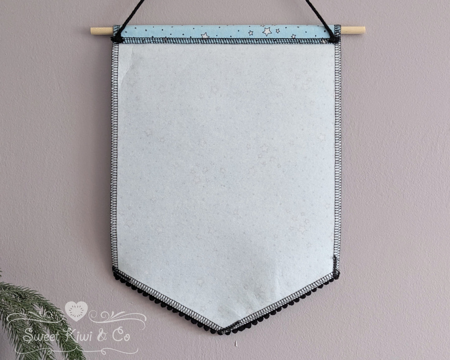 Dreamy Pastel Stars - Fabric Pin Banner Display with Pompom Trim