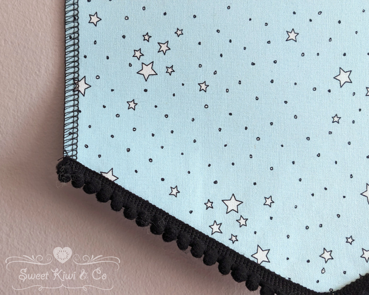 Dreamy Pastel Stars - Fabric Pin Banner Display with Pompom Trim