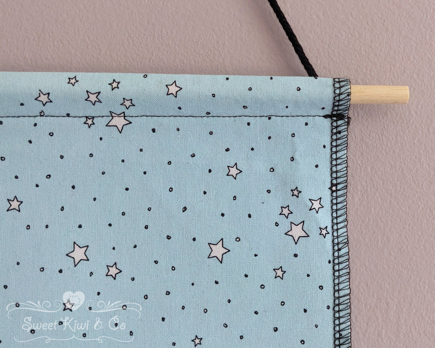 Dreamy Pastel Stars - Fabric Pin Banner Display with Pompom Trim