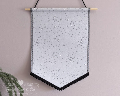 Dreamy Pastel Stars - Fabric Pin Banner Display with Pompom Trim