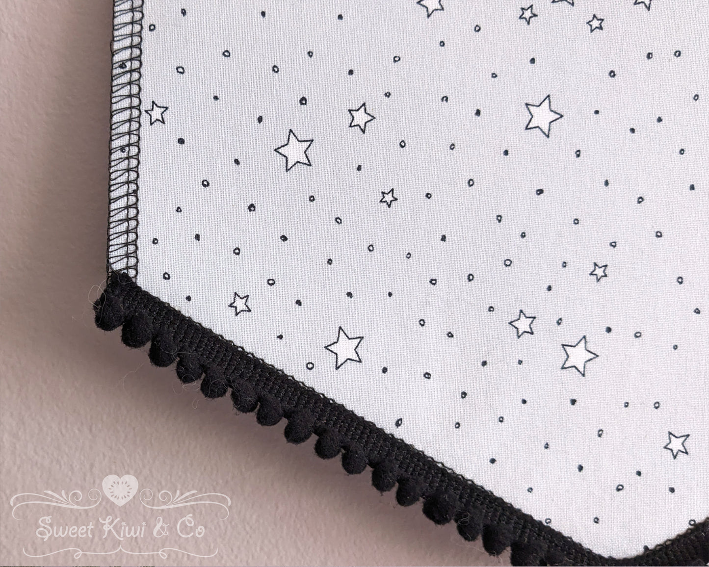 Dreamy Pastel Stars - Fabric Pin Banner Display with Pompom Trim