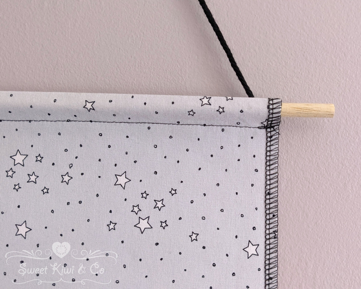 Dreamy Pastel Stars - Fabric Pin Banner Display with Pompom Trim