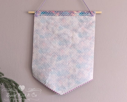 Glittery Mermaid Scales - Fabric Pin Banner Display with Pompom Trim