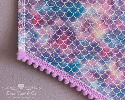 Glittery Mermaid Scales - Fabric Pin Banner Display with Pompom Trim