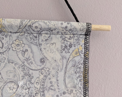 Pastel Paisley and Florals - Fabric Pin Banner Display with Pompom Trim