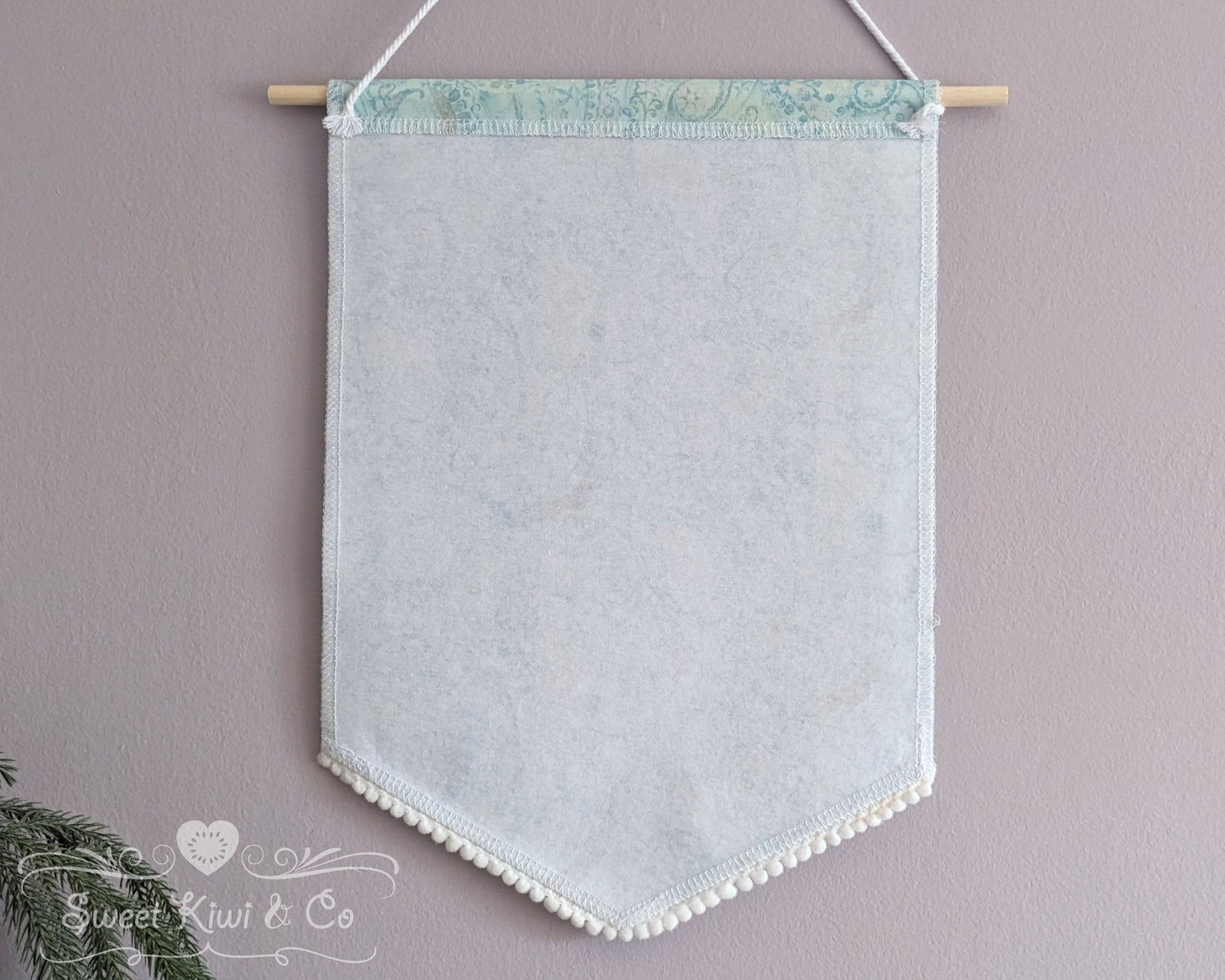 Pastel Paisley and Florals - Fabric Pin Banner Display with Pompom Trim