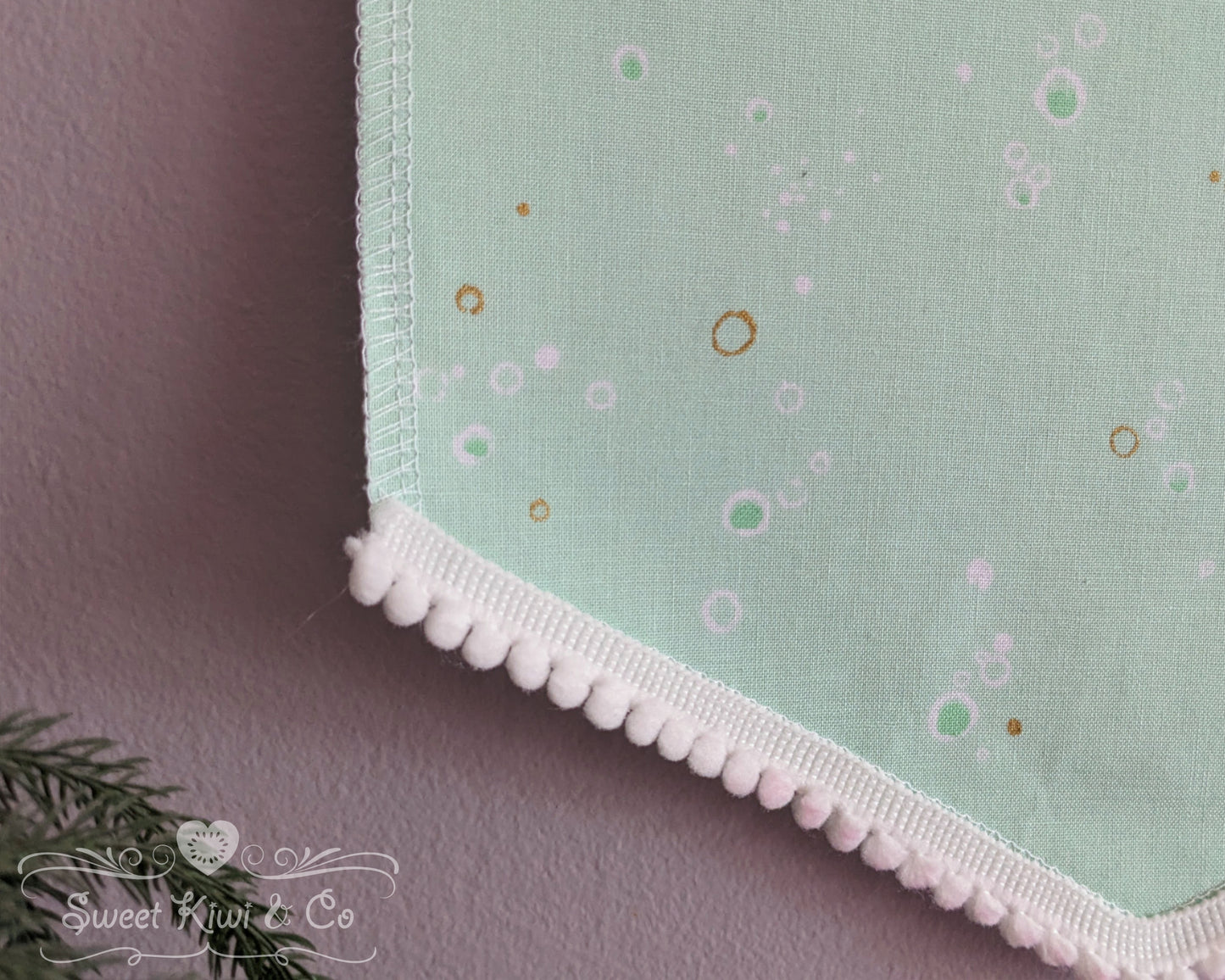 Pastel Bubbles- Fabric Pin Banner Display with Pompom Trim