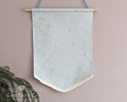 Pastel Bubbles- Fabric Pin Banner Display with Pompom Trim