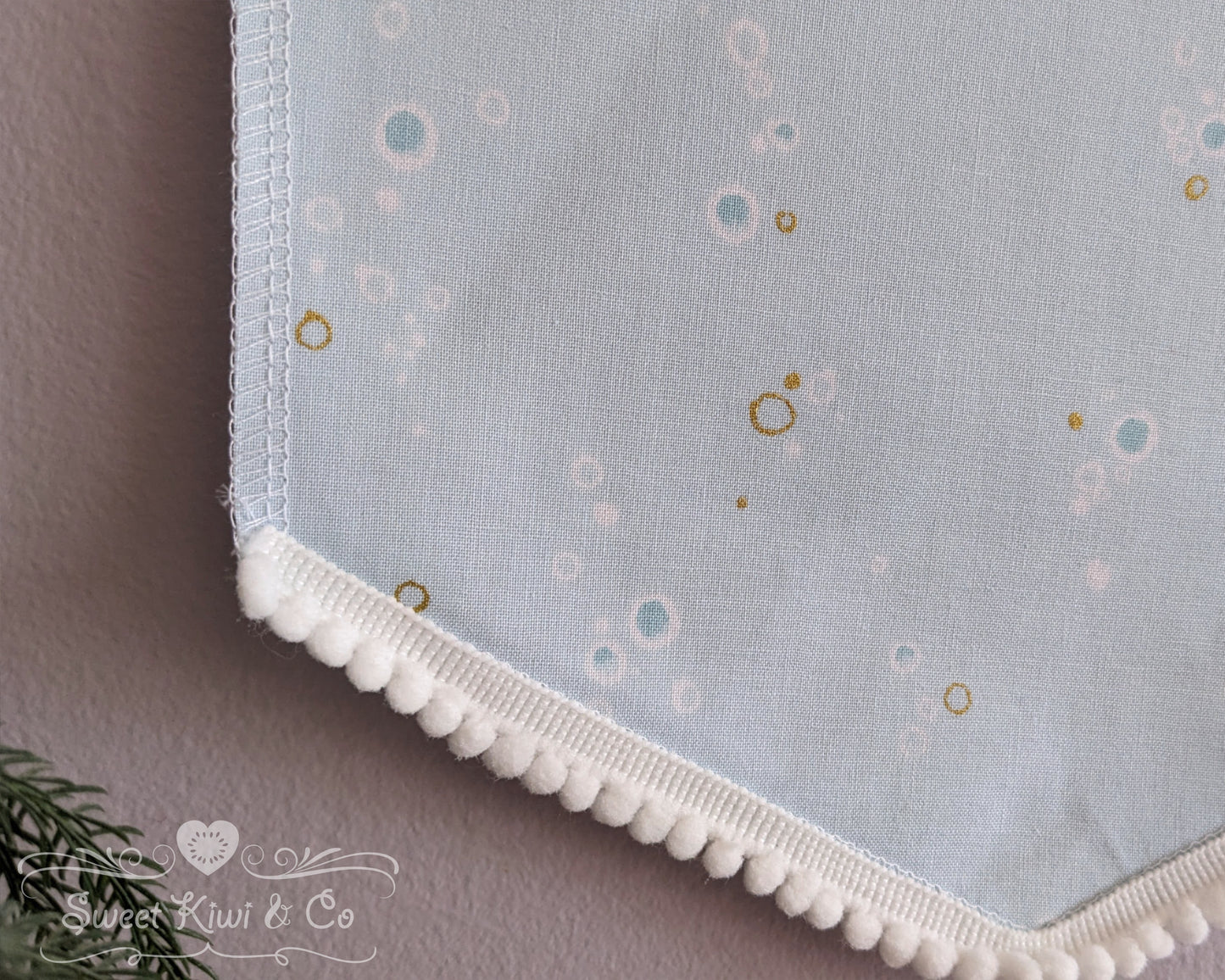 Pastel Bubbles- Fabric Pin Banner Display with Pompom Trim