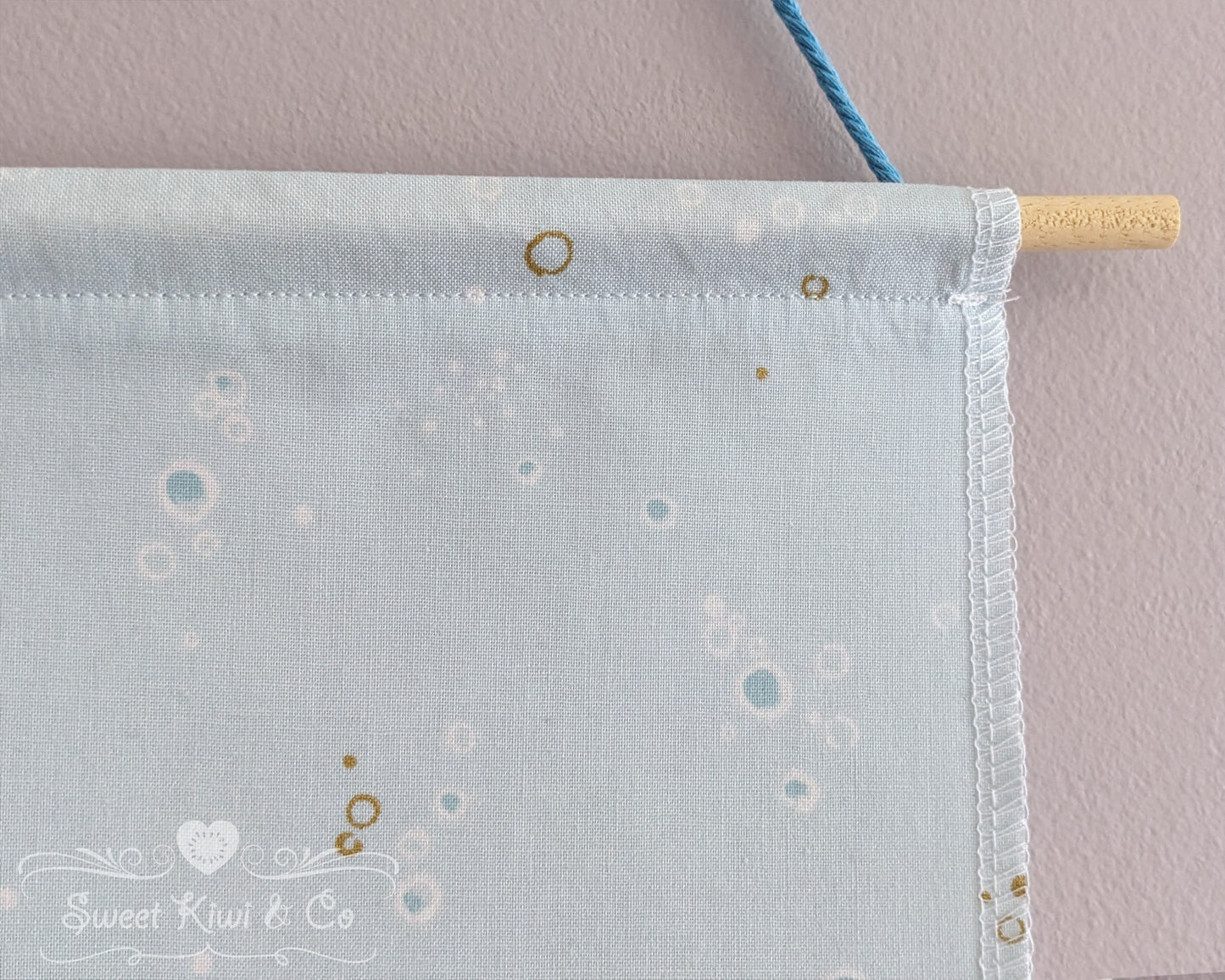 Pastel Bubbles- Fabric Pin Banner Display with Pompom Trim