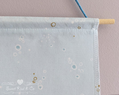 Pastel Bubbles- Fabric Pin Banner Display with Pompom Trim