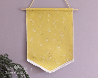 Pastel Bubbles- Fabric Pin Banner Display with Pompom Trim