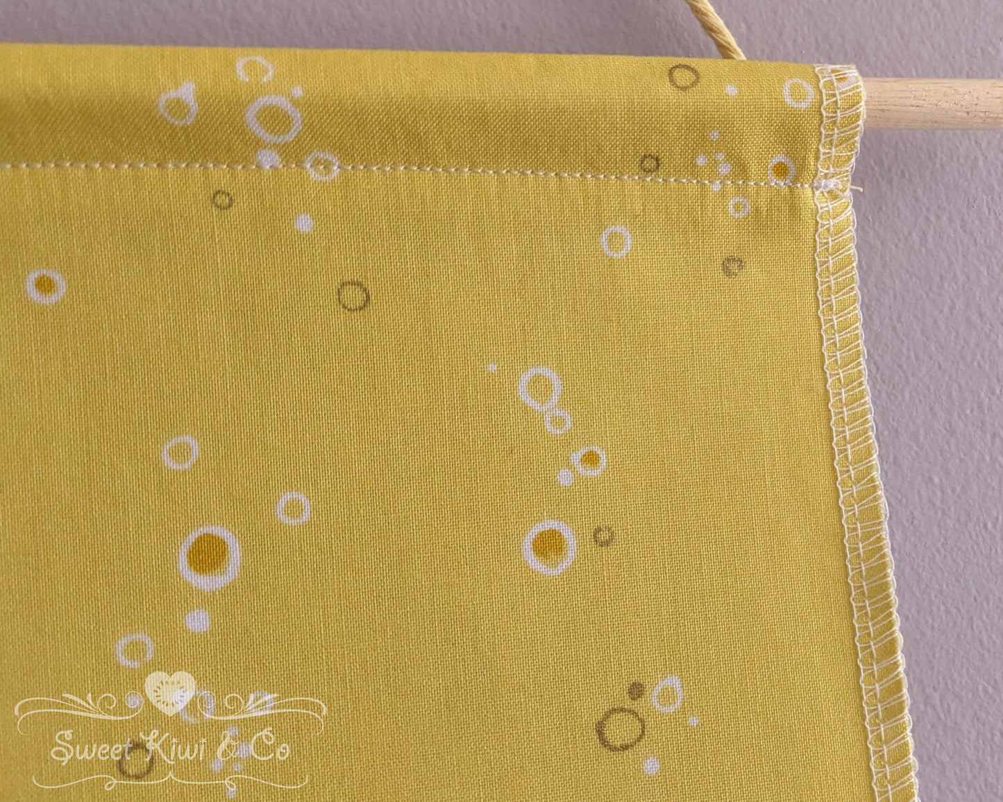 Pastel Bubbles- Fabric Pin Banner Display with Pompom Trim