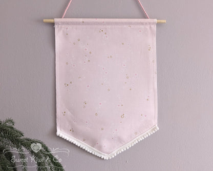 Pastel Bubbles- Fabric Pin Banner Display with Pompom Trim