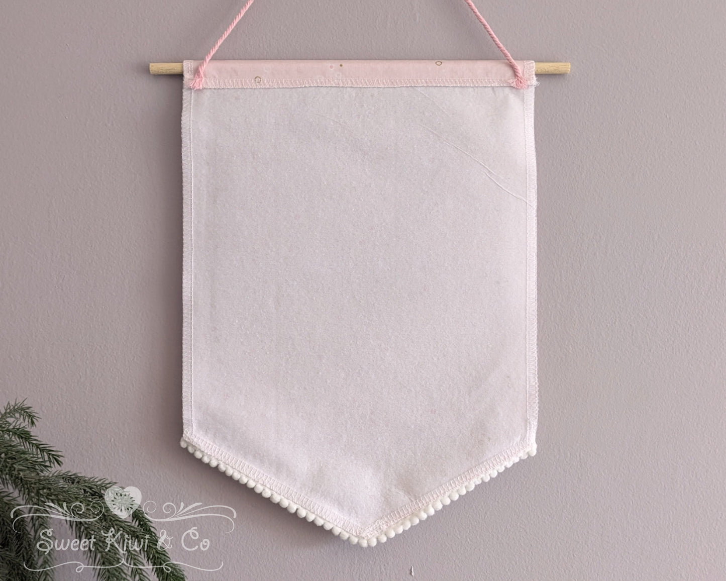 Pastel Bubbles- Fabric Pin Banner Display with Pompom Trim