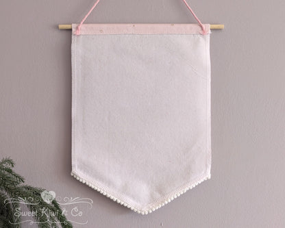 Pastel Bubbles- Fabric Pin Banner Display with Pompom Trim