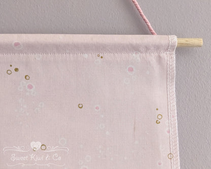 Pastel Bubbles- Fabric Pin Banner Display with Pompom Trim