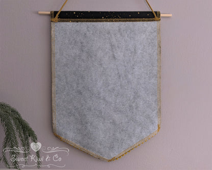 Midnight Starfall - Fabric Pin Banner Display with Pompom Trim